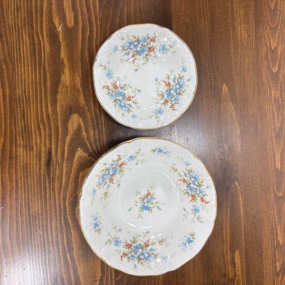 Vintage Ridgway Camille Bowl Set Blue Floral Ironstone England Dinnerware - Picture 4 of 7
